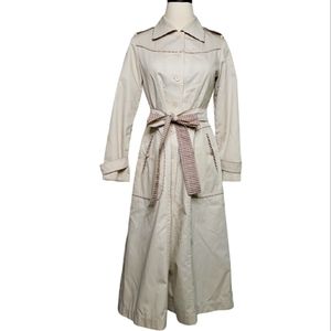 Vintage 60'-70's WesternTrench Coat Retro 40's Style Check Fitted Piping Sz 10